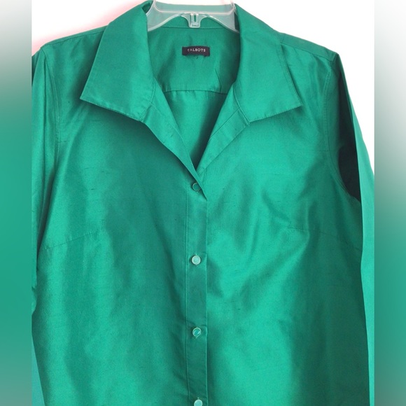 Talbots green Silk Button Down Shirt size 16 - Picture 7 of 9